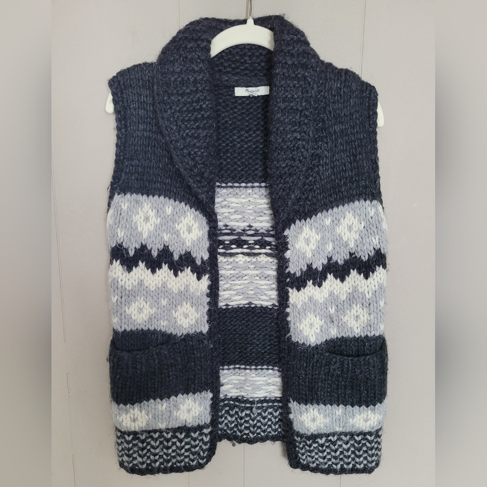 Madewell Wool and Alpaca Chunky Knit Fair Isle Sweater Vest XS